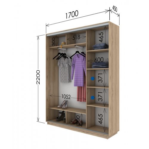 Двухдверный шкаф-купе Гарант 1700*450*2200