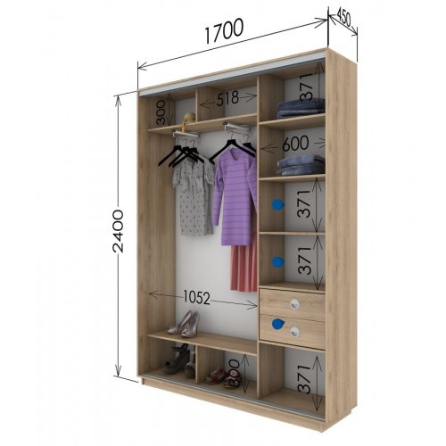 Двухдверный шкаф-купе Гарант 1700*450*2400