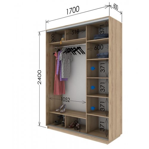 Двухдверный шкаф-купе Гарант 1700*600*2400