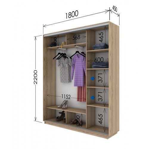 Двухдверный шкаф-купе Гарант 1800*450*2200