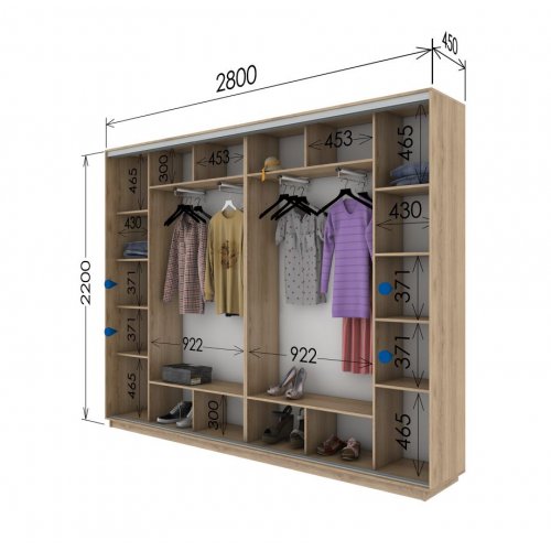 Четырехдверный шкаф-купе Гарант 2800*450*2100