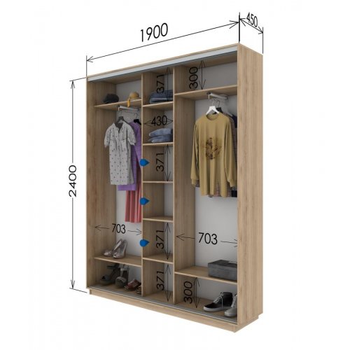 Трехдверный шкаф-купе Гарант 1900*450*2300