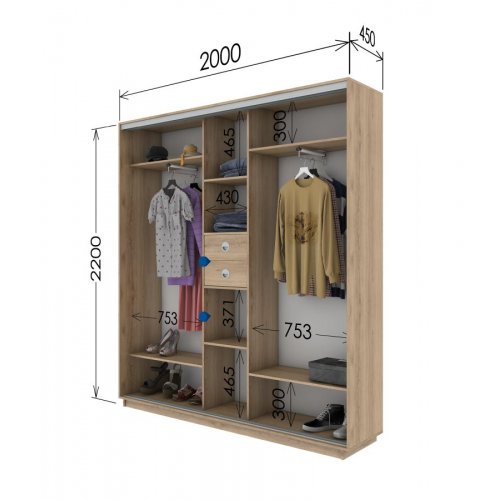 Трехдверный шкаф-купе Гарант 2000*450*2100