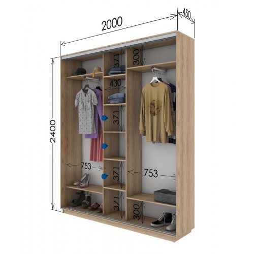 Трехдверный шкаф-купе Гарант 2000*450*2400