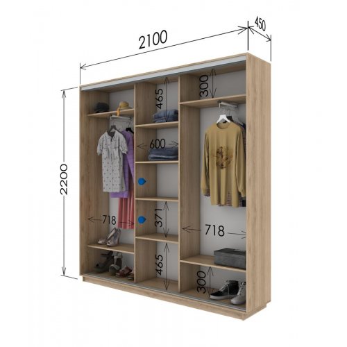 Трехдверный шкаф-купе Гарант 2100*450*2200