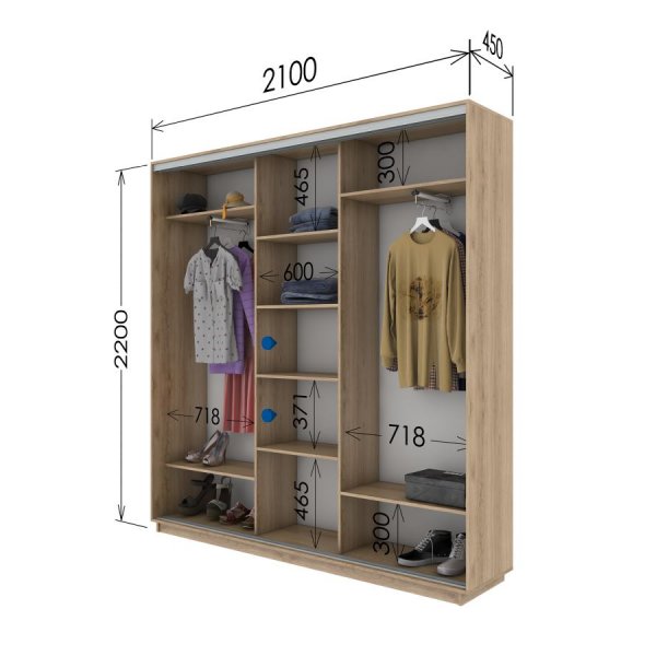 Трехдверный шкаф-купе Гарант 2100*450*2200