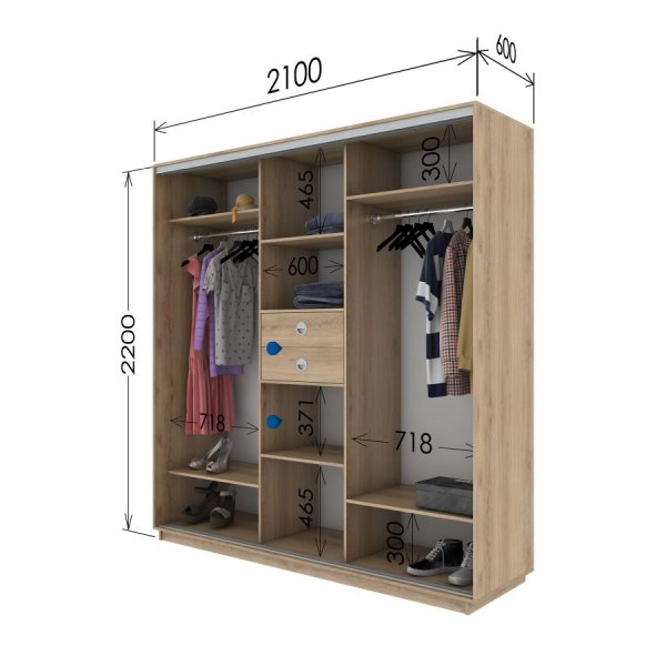 Трехдверный шкаф-купе Гарант 2100*600*2200