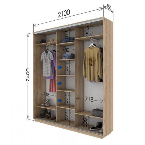Трехдверный шкаф-купе Гарант 2100*450*2300