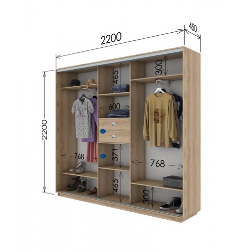 Трехдверный шкаф-купе Гарант 2200*450*2100