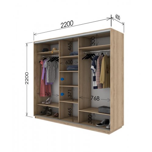 Трехдверный шкаф-купе Гарант 2200*600*2100