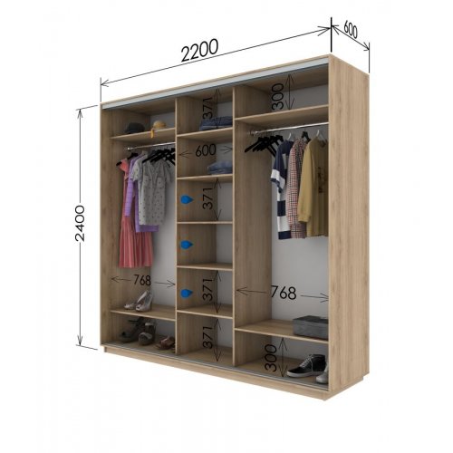 Трехдверный шкаф-купе Гарант 2200*600*2400