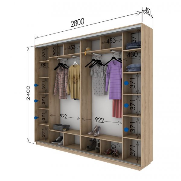 Четырехдверный шкаф-купе Гарант 2800*450*2300