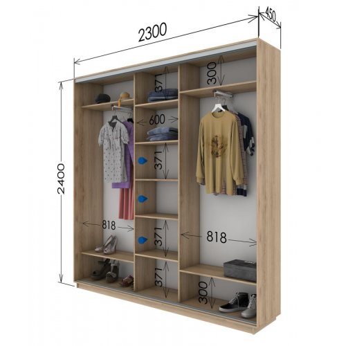 Трехдверный шкаф-купе Гарант 2300*450*2400