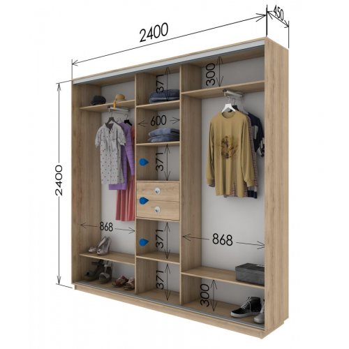Трехдверный шкаф-купе Гарант 2400*450*2100