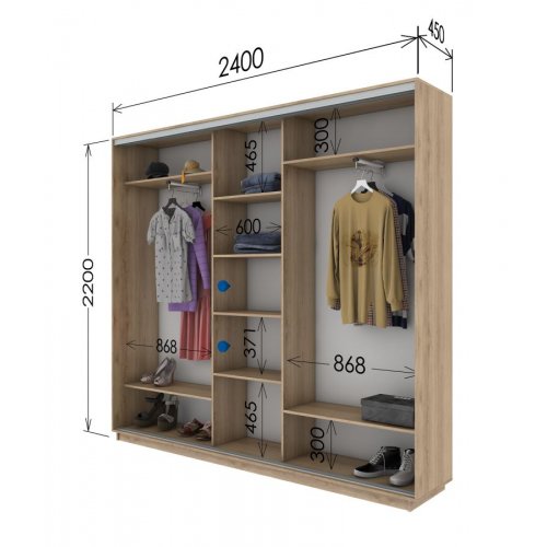 Трехдверный шкаф-купе Гарант 2400*450*2300