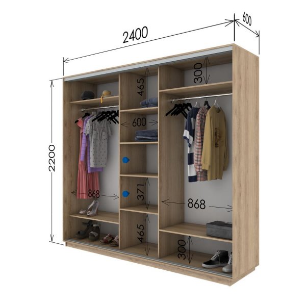 Трехдверный шкаф-купе Гарант 2400*600*2300