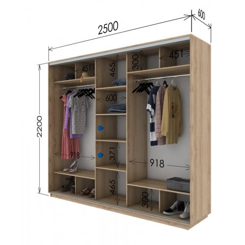 Трехдверный шкаф-купе Гарант 2500*600*2100