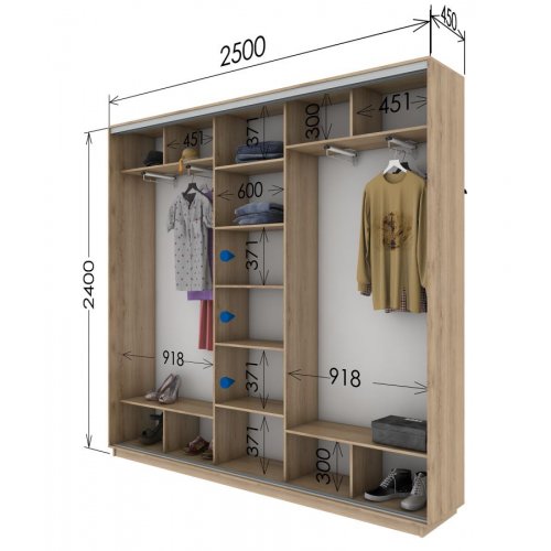 Трехдверный шкаф-купе Гарант 2500*450*2400