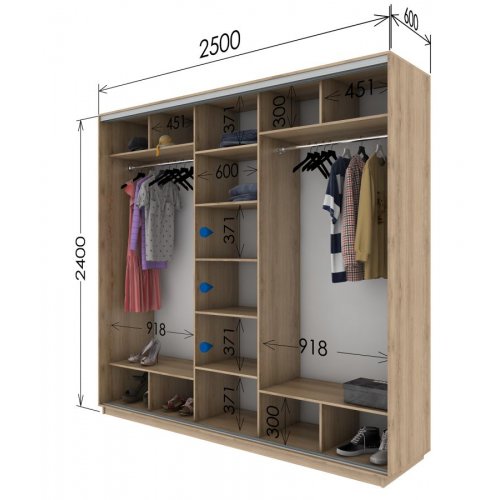 Трехдверный шкаф-купе Гарант 2500*600*2400