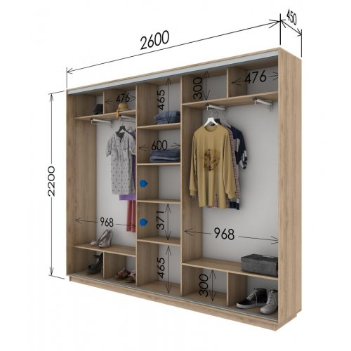 Трехдверный шкаф-купе Гарант 2600*450*2200