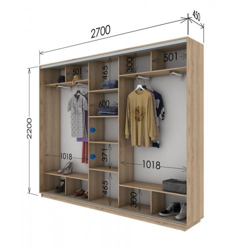 Трехдверный шкаф-купе Гарант 2700*450*2100