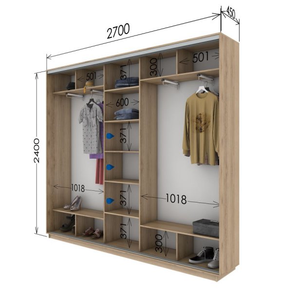 Трехдверный шкаф-купе Гарант 2700*450*2400 Трехдверный шкаф-купе Гарант 2700*450*2400