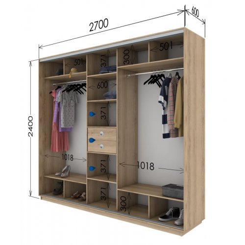 Трехдверный шкаф-купе Гарант 2700*600*2300