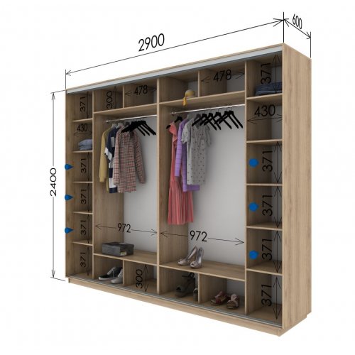 Четырехдверный шкаф-купе Гарант 2900*600*2300