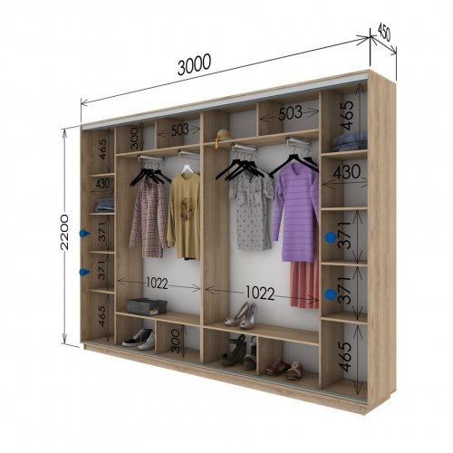 Четырехдверный шкаф-купе Гарант 3000*450*2100