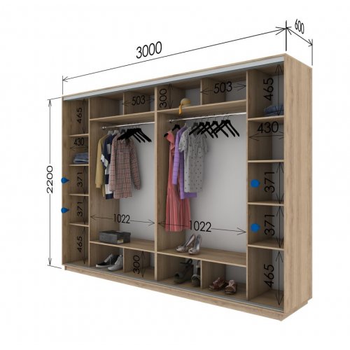 Четырехдверный шкаф-купе Гарант 3000*600*2100