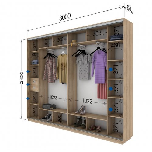 Четырехдверный шкаф-купе Гарант 3000*450*2300