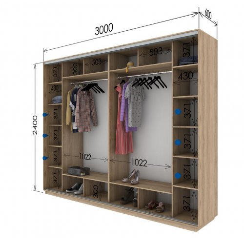 Четырехдверный шкаф-купе Гарант 3000*600*2300