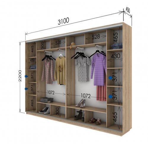 Четырехдверный шкаф-купе Гарант 3100*450*2100