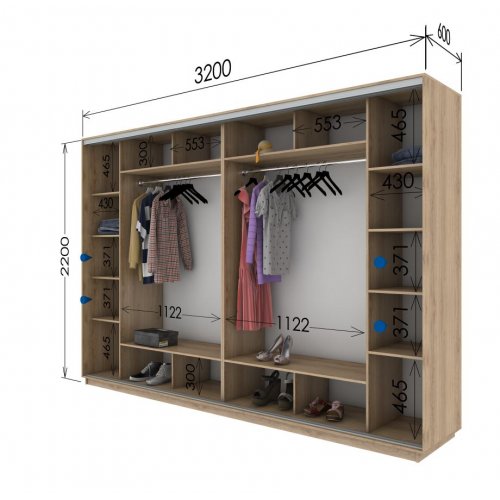 Четырехдверный шкаф-купе Гарант 3200*600*2200
