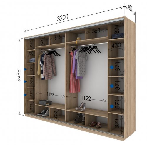 Четырехдверный шкаф-купе Гарант 3200*600*2400
