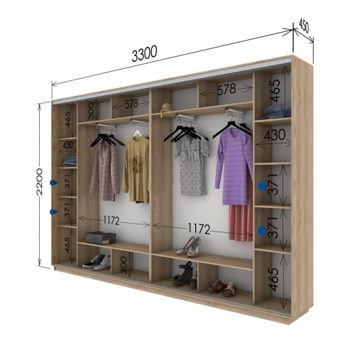 Четырехдверный шкаф-купе Гарант 3300*450*2200