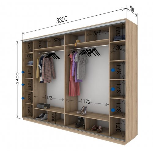 Четырехдверный шкаф-купе Гарант 3300*600*2300