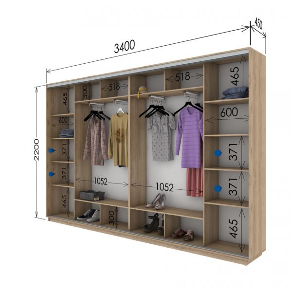 Четырехдверный шкаф-купе Гарант 3400*450*2100