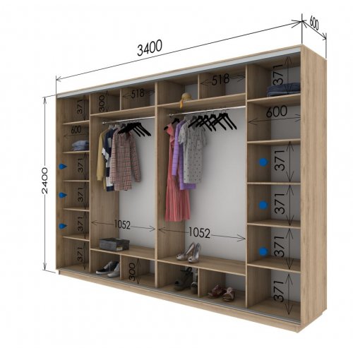 Четырехдверный шкаф-купе Гарант 3400*600*2400