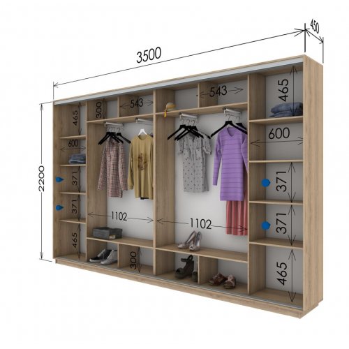 Четырехдверный шкаф-купе Гарант 3500*450*2100
