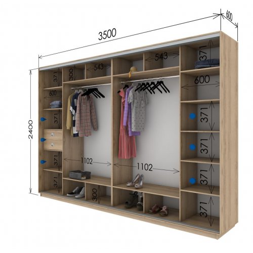 Четырехдверный шкаф-купе Гарант 3500*600*2300