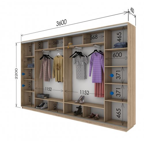 Четырехдверный шкаф-купе Гарант 3600*450*2200