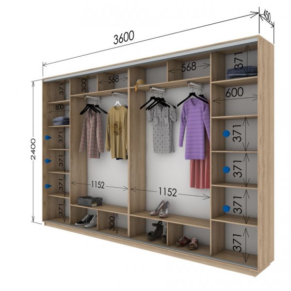 Четырехдверный шкаф-купе Гарант 3600*450*2400