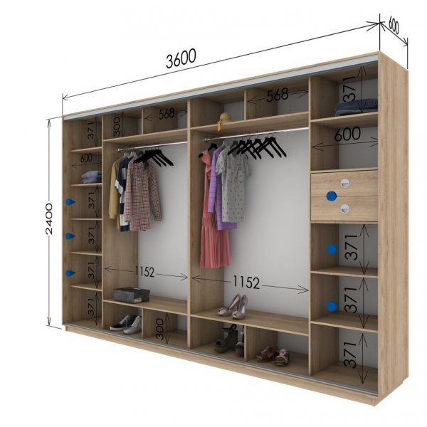 Четырехдверный шкаф-купе Гарант 3600*600*2300