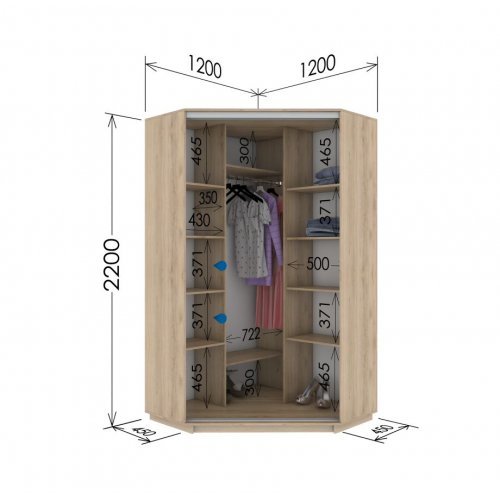 Угловой шкаф-купе Гарант 1200*1200*2200