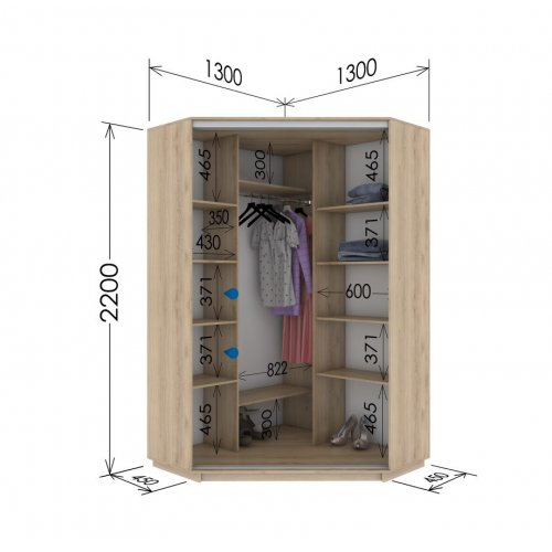 Угловой шкаф-купе Гарант 1300*1300*2200