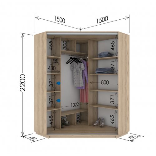 Угловой шкаф-купе Гарант 1500*1500*2200