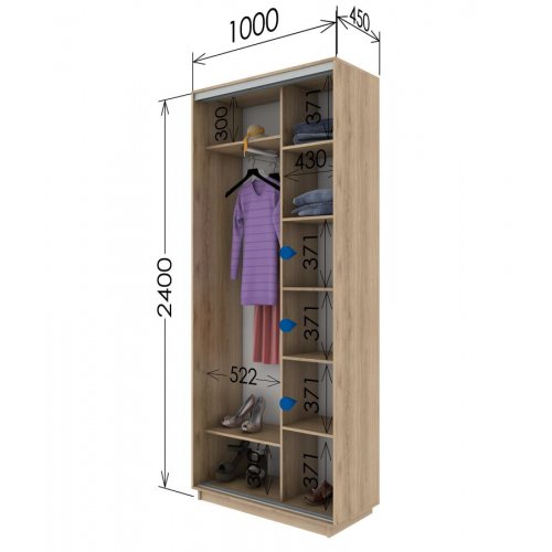Двухдверный шкаф-купе Гарант 1000*450*2300