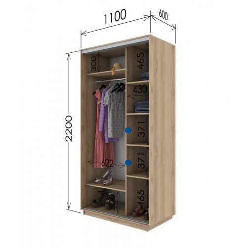 Двухдверный шкаф-купе Гарант 1100*600*2100