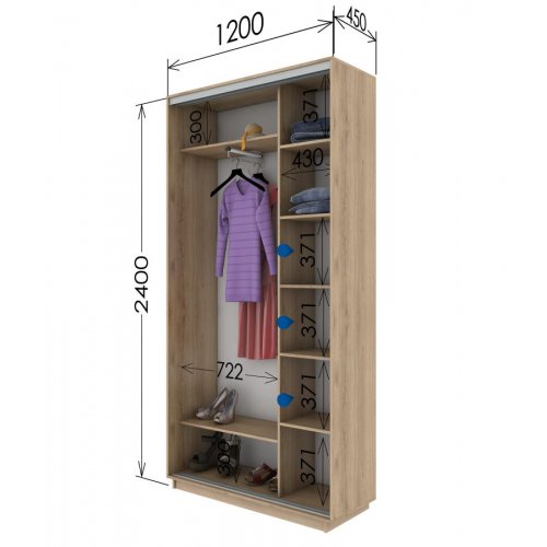 Двухдверный шкаф-купе Гарант 1200*450*2400